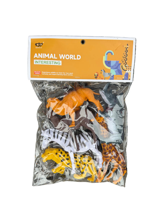 Animal World Wild Animal Toy Figures β 6 Piece Plastic Animal Set for Kids 3+