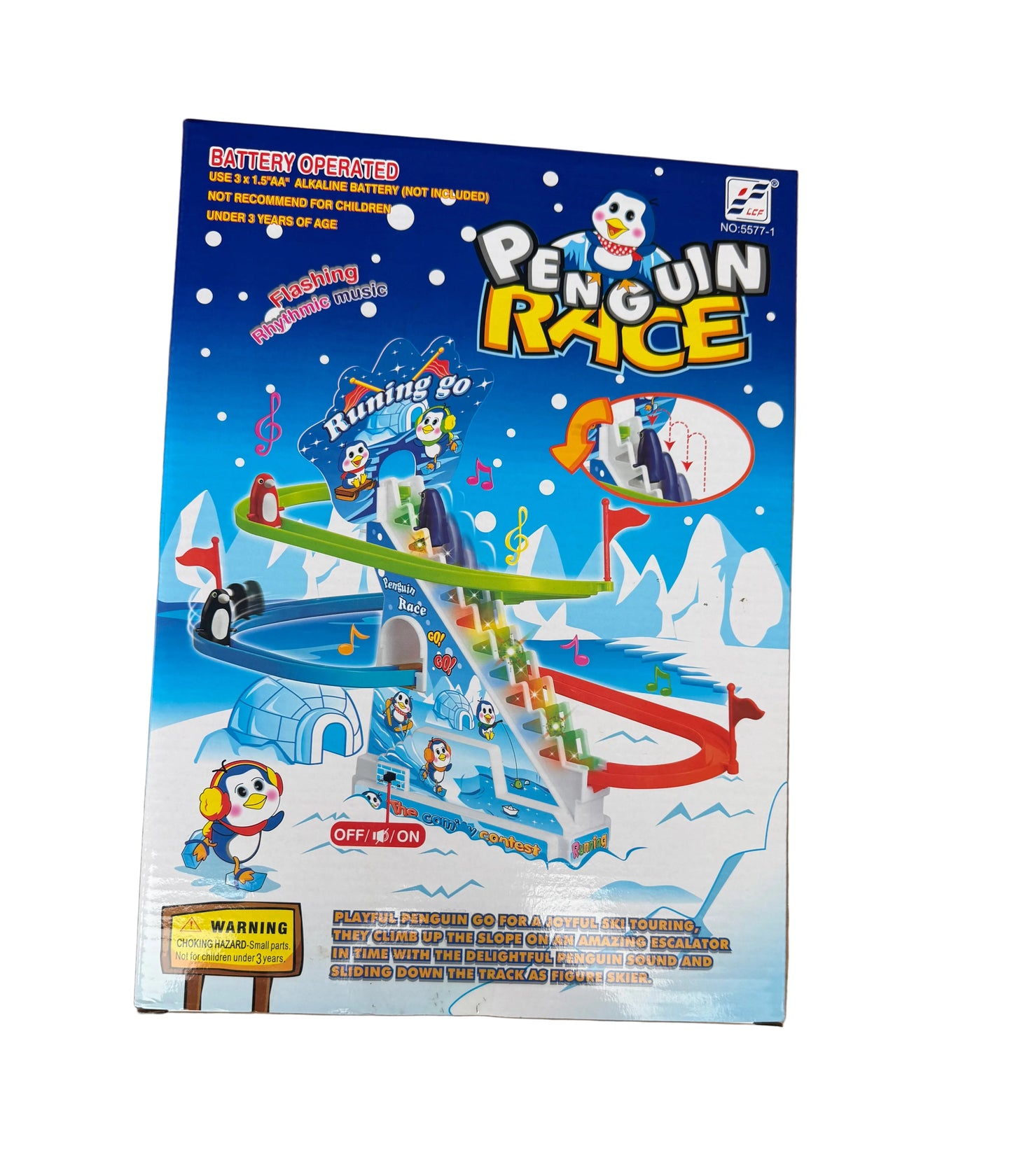 Penguin Race Musical Track Toy – Light Up Bump & Go Penguins with Moving Escalator (3+)