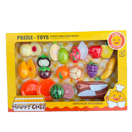 Happy Chef Kids Cooking Fruit & Vegetable Set – Pretend Play Cutting Food Toy (3+)