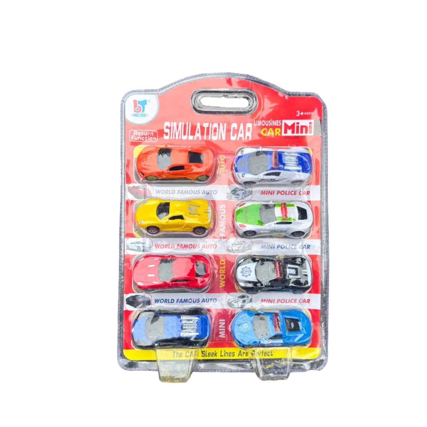 Mini Die-Cast Toy Car Set (8 Pack) – Police & Sports Cars for Kids Ages 3+
