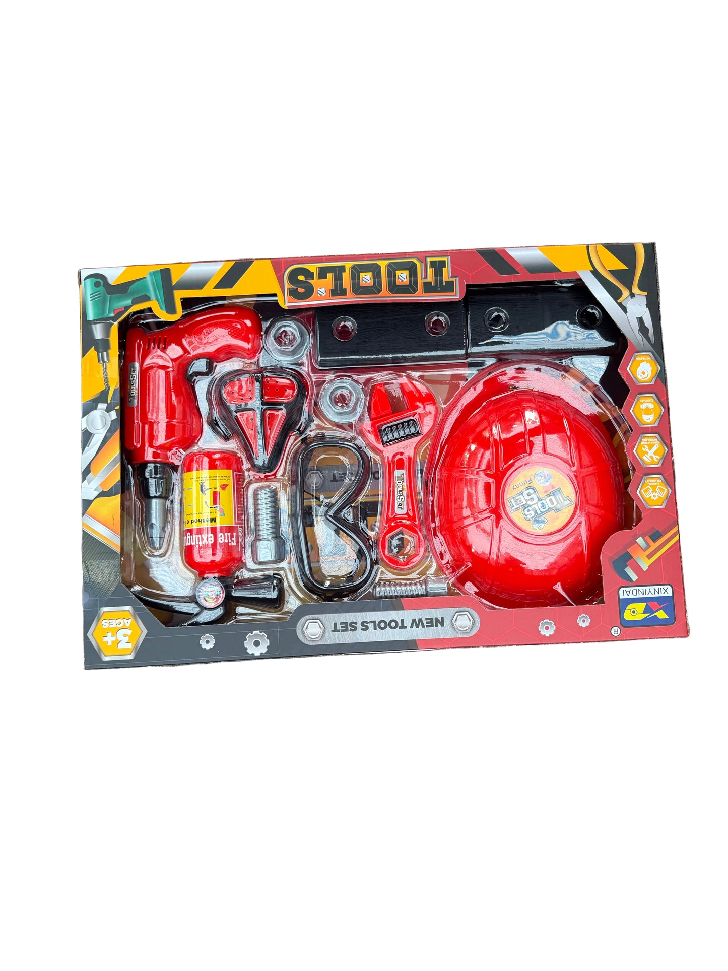 Kids Tool Set Toy with Helmet & Accessories – Pretend Play Construction Tools for Ages 3+