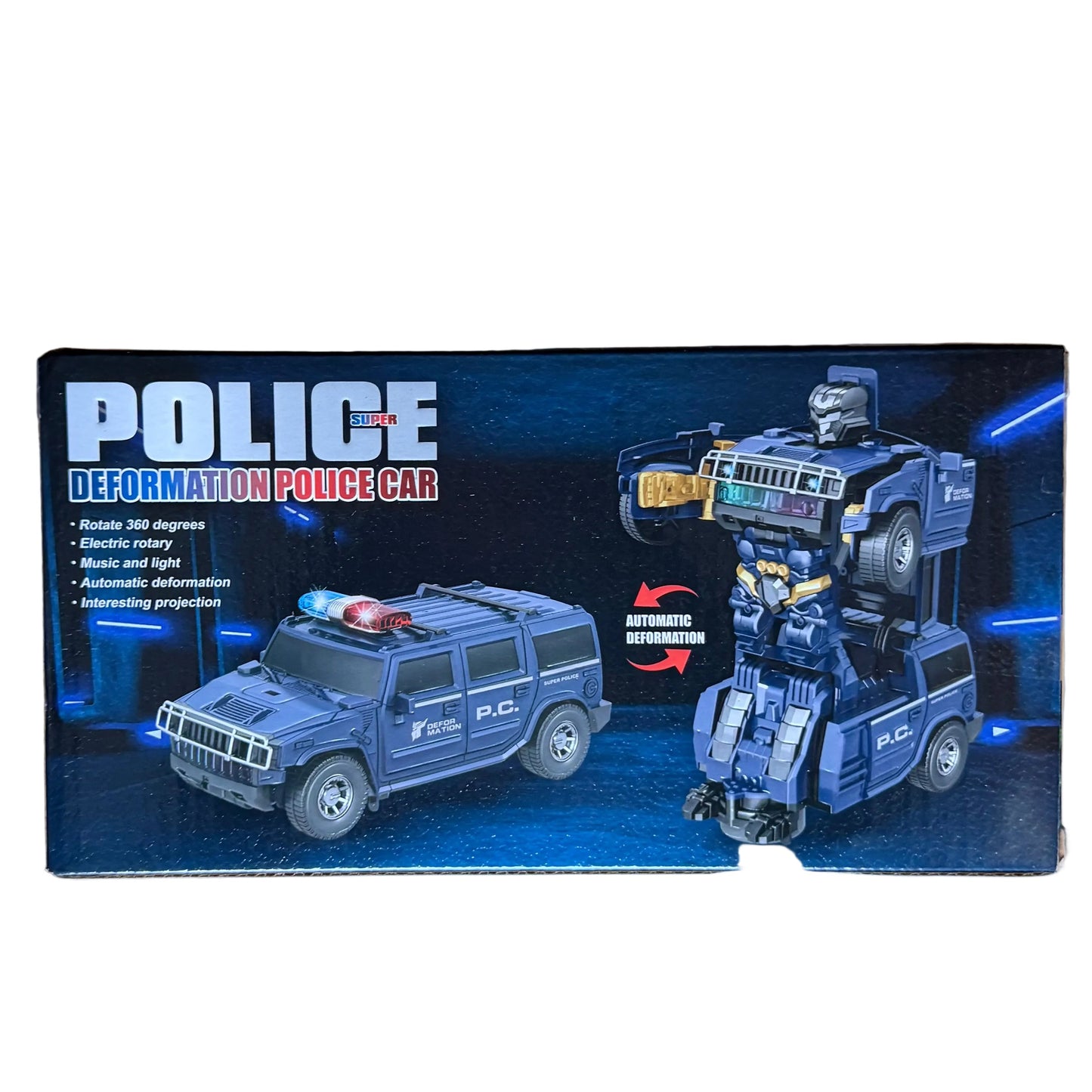 Police Transforming Robot Car Toy – Lights & Sound Police Car (Ages 3+)