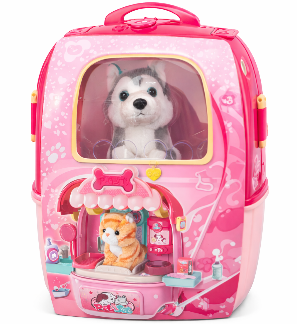 Pet Care Carry Case Play Set – Plush Puppy Grooming Toy (3+)