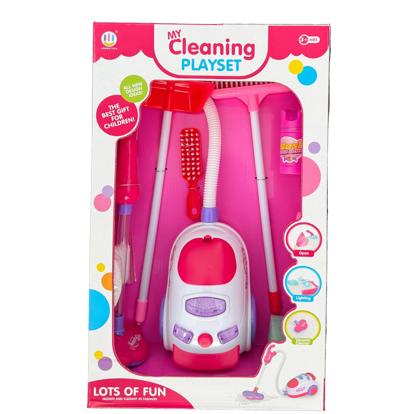 Kids Cleaning Play Set with Toy Vacuum – Pretend Housework Role Play Toy (Ages 3+)