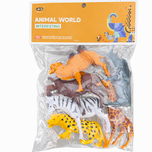 Animal World Wild Animal Toy Figures – 6 Piece Plastic Animal Set for Kids 3+