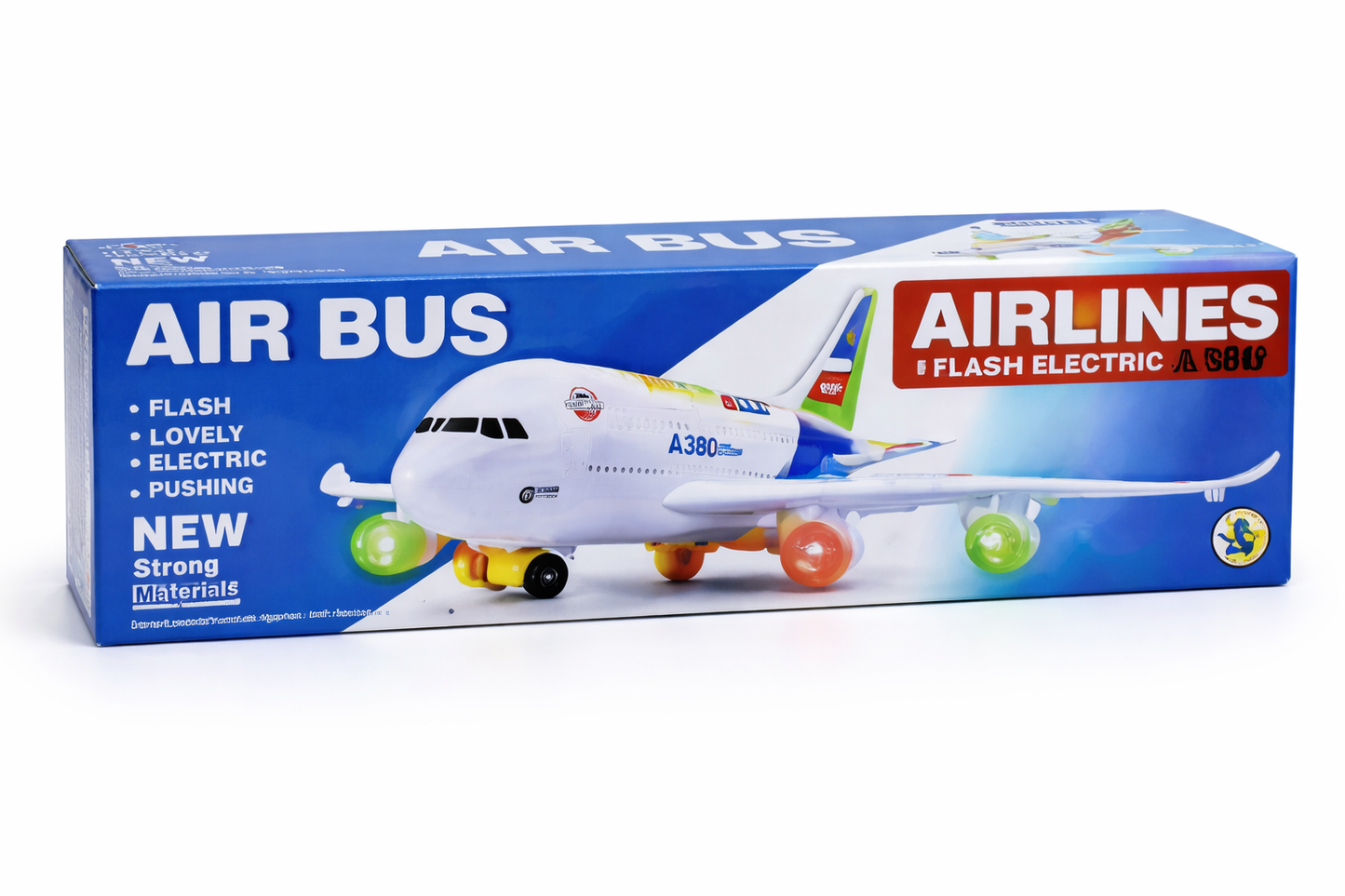 A380 Electric Toy Airplane – Bump & Go Light-Up Plane