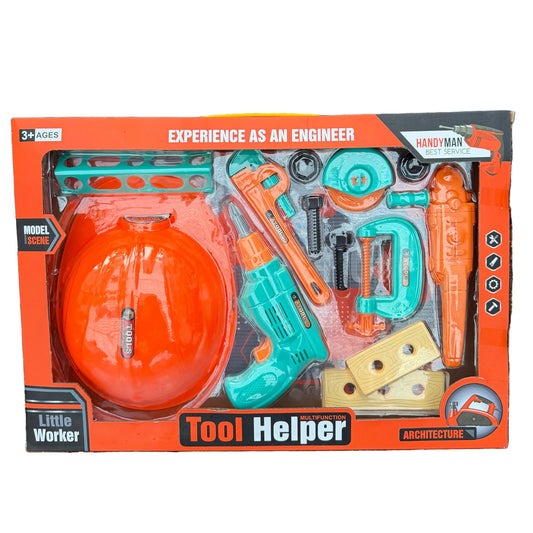 Kids Tool Set Toy with Helmet – Pretend Play Construction Tools for Children (3+)