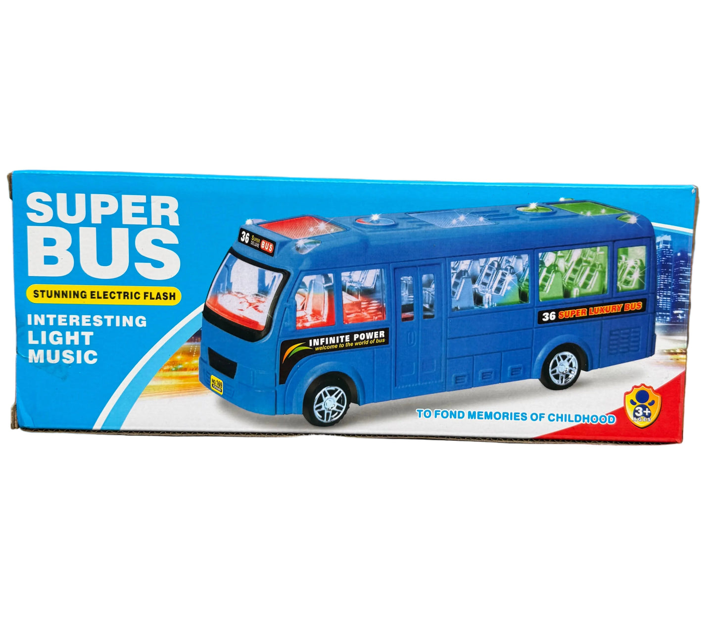 Electric Toy City Bus with Lights & Music – Bump and Go Vehicle Toy (Ages 3+)