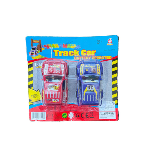 Battery Operated Track Cars – 2 Pack Racing Toy Set (Ages 3+)