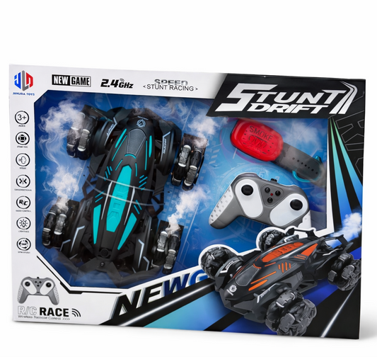 Watch Remote Control Stunt Car with Smoke Effect – 360 Drift RC Toy for Kids (Ages 3+)