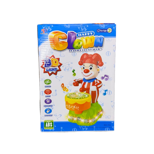 Clown 3D Light Battery Operated Walking Toy with Music Drumming (3+ Years)