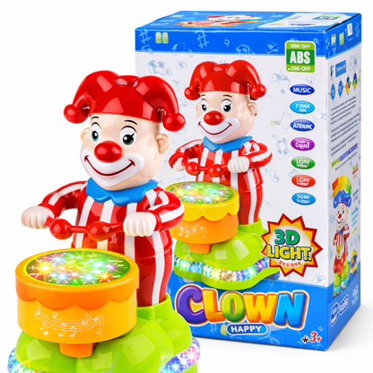 Clown 3D Light Walking Drum Toy – Music & Lights