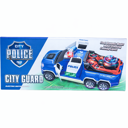 City Guard Police Truck – Bump & Go Toy with Lights & Music