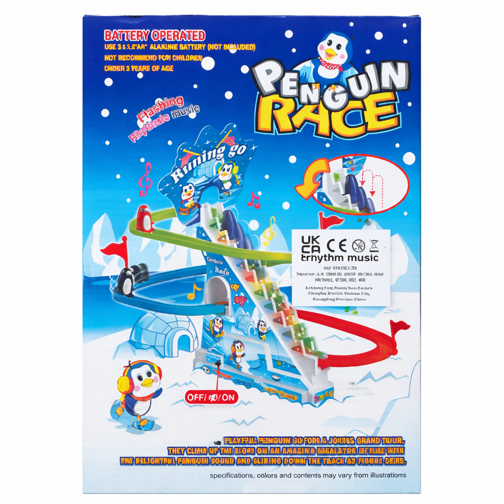 Penguin Race Musical Track Toy – Light Up Bump & Go Penguins with Moving Escalator (3+)