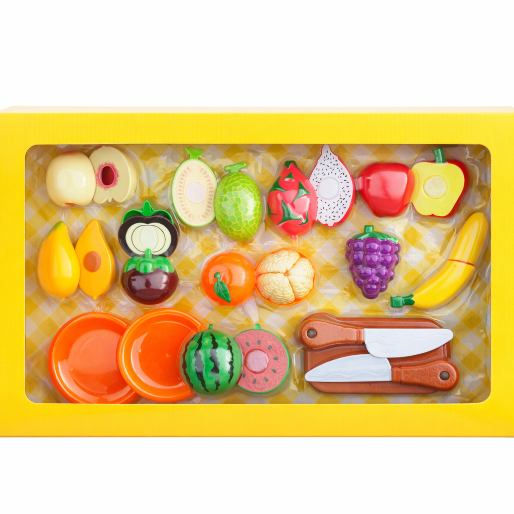 Happy Chef Kids Cooking Fruit & Vegetable Set – Pretend Play Cutting Food Toy (3+)