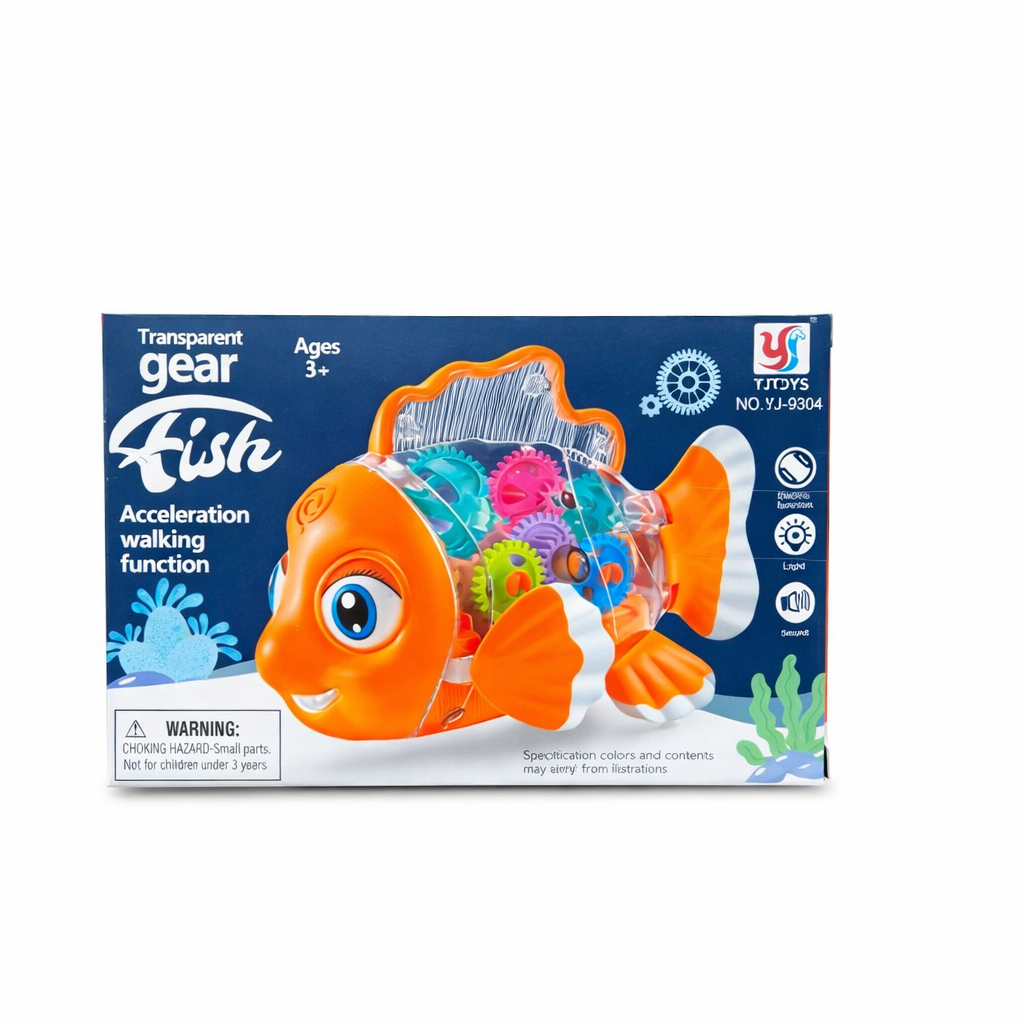 Transparent Gear Fish Toy with Moving Action – Educational Kids Toy for Ages 3+