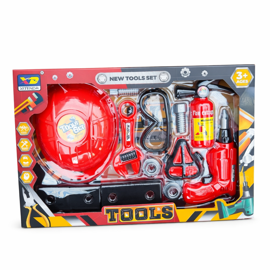 Kids Tool Set Toy with Helmet & Accessories – Pretend Play Construction Tools for Ages 3+