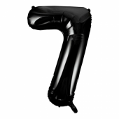 Inflated black number 7 foil balloon on a white background