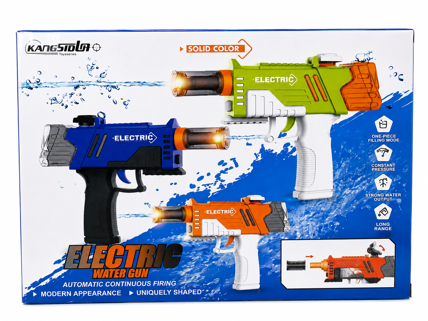 Electric water blaster toy for outdoor play