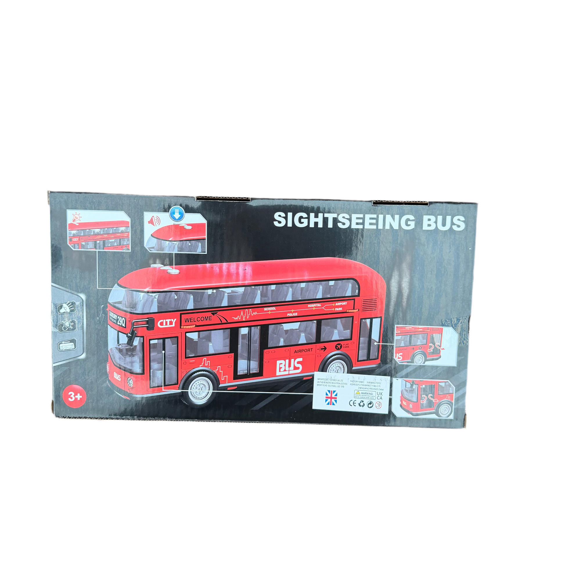 Kids double decker city bus toy in box Diecast 