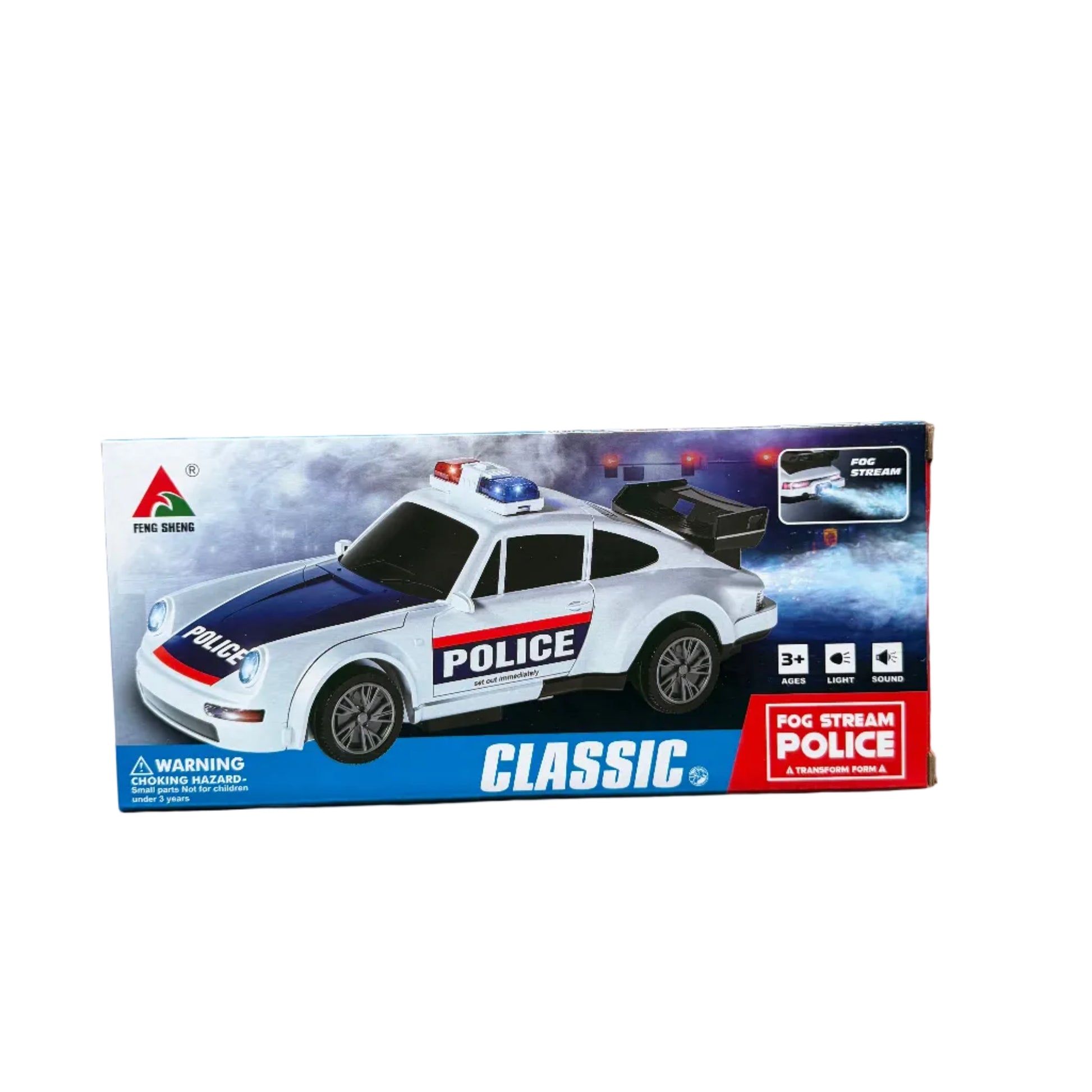 Police toy car with lights and sound in box