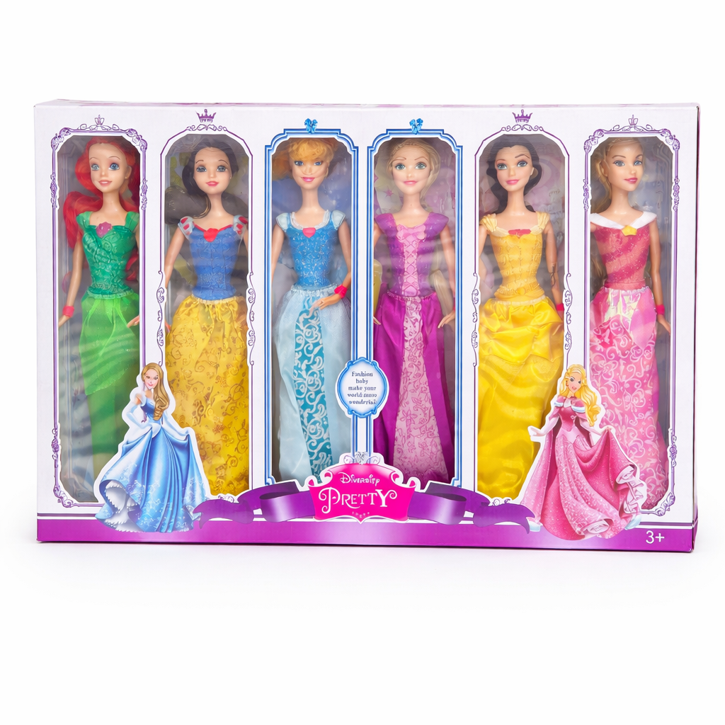 Princess dolls set with 6 dolls in gift box
