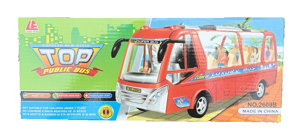 Retail box for red luxury coach bus toy