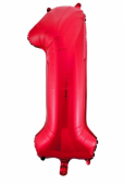 Inflated red number 1 foil balloon on a white background