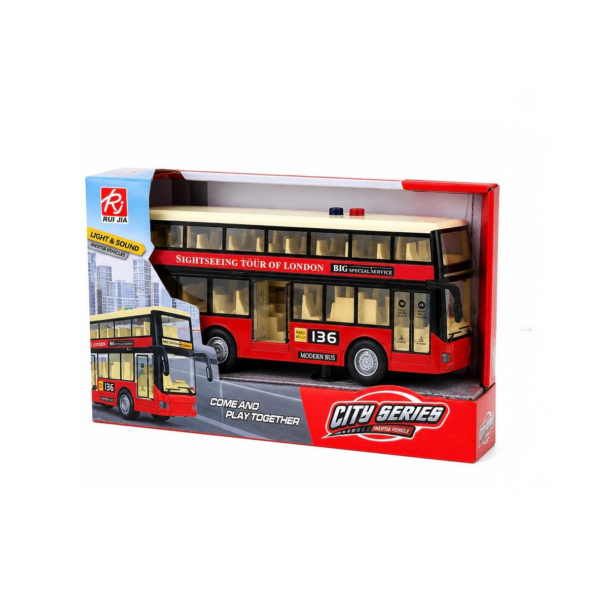 Red Sightseeing Bus Toy – Light & Sound City Bus